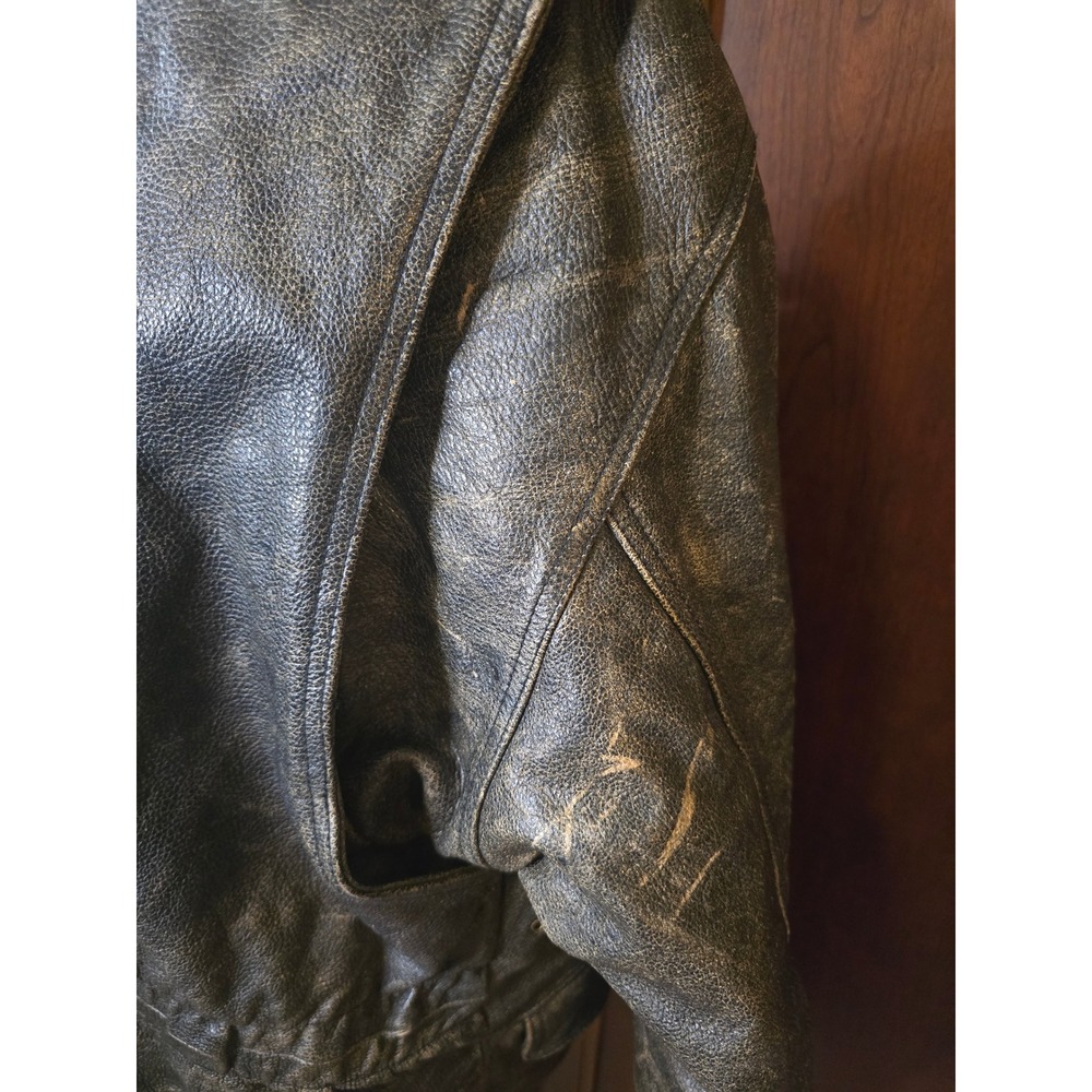 New River Sports NRS Distressed Leather Jacket Brown Black Vintage Mens XL - Picture 11 of 14